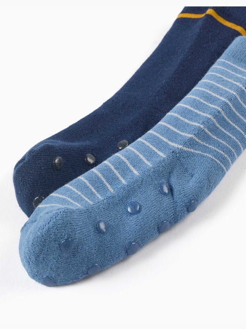 Lot de 2 paires de chaussettes antidérapantes avec rayures/fusée - Kiabi
