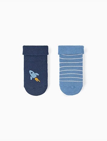 Lot de 2 paires de chaussettes antidérapantes avec rayures/fusée