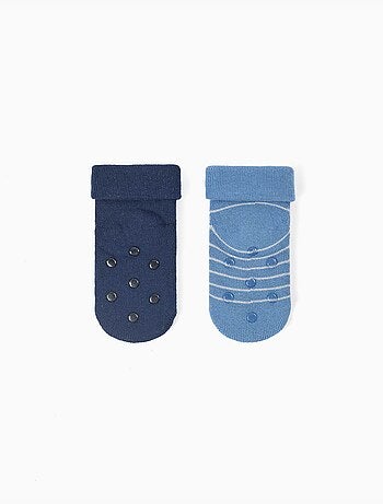 Lot de 2 paires de chaussettes antidérapantes avec rayures/fusée