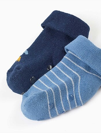 Lot de 2 paires de chaussettes antidérapantes avec rayures/fusée
