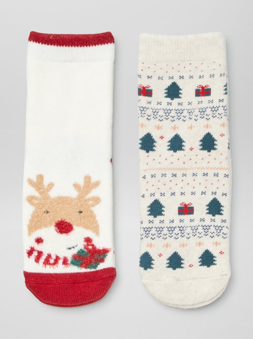 Lot de 2 paires de chaussettes antidérapantes 'Noël' - Kiabi