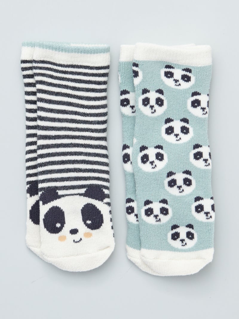 Lot de 2 paires de chaussettes antidérapantes Vert/gris - Kiabi
