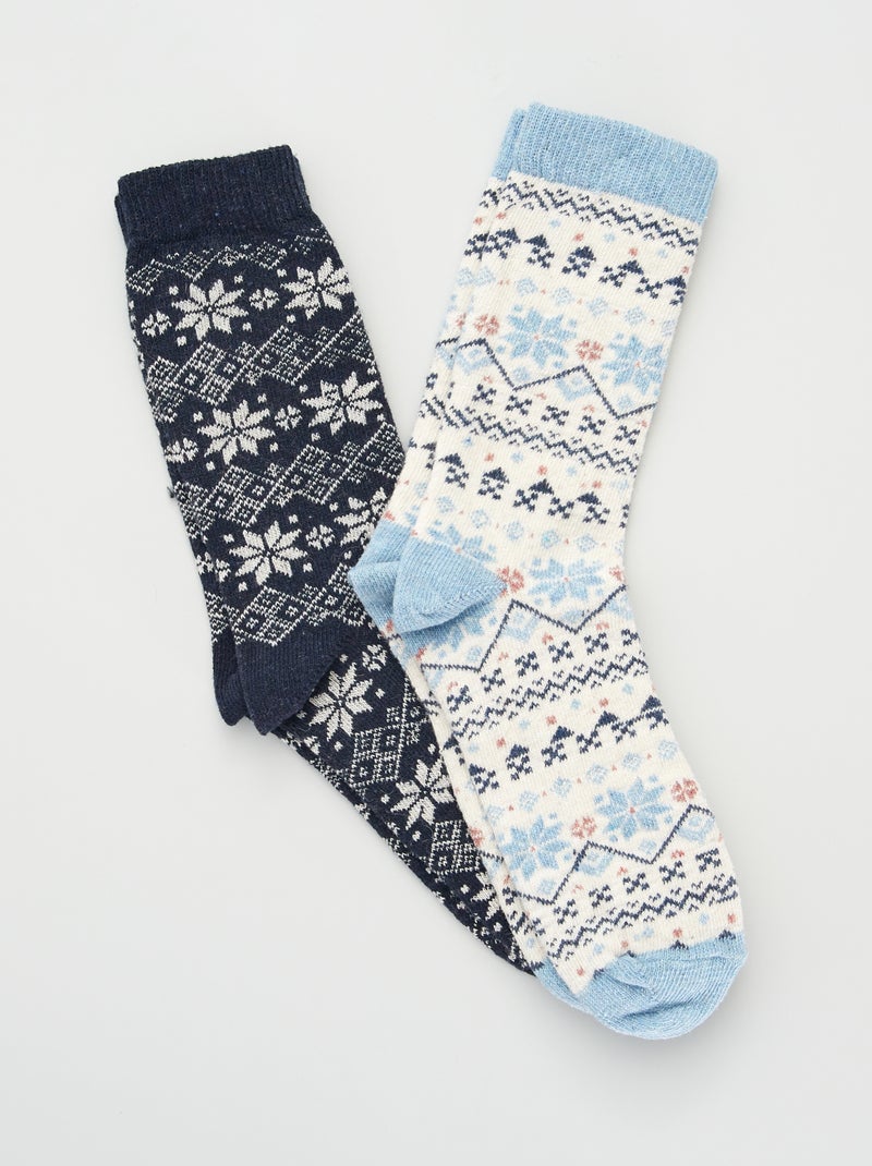 Lot de 2 paires de chaussettes beige/bleu - Kiabi