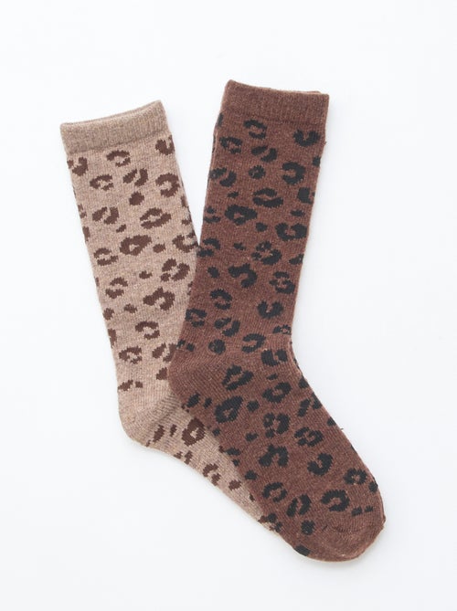 Lot de 2 paires de chaussettes chaudes 'Léopard' - Kiabi