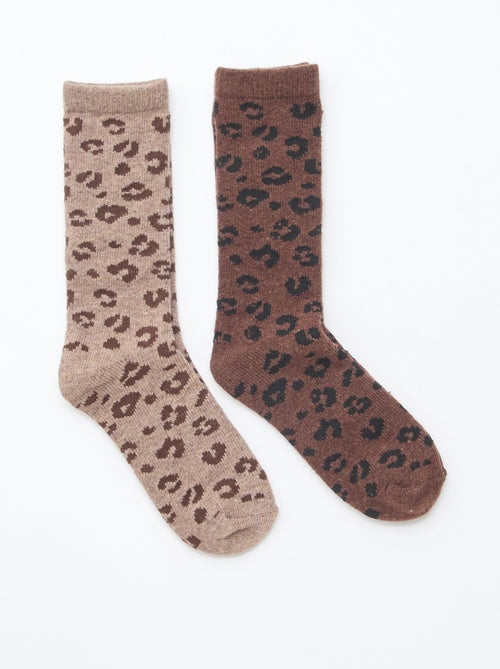 Lot de 2 paires de chaussettes chaudes 'Léopard' - Kiabi