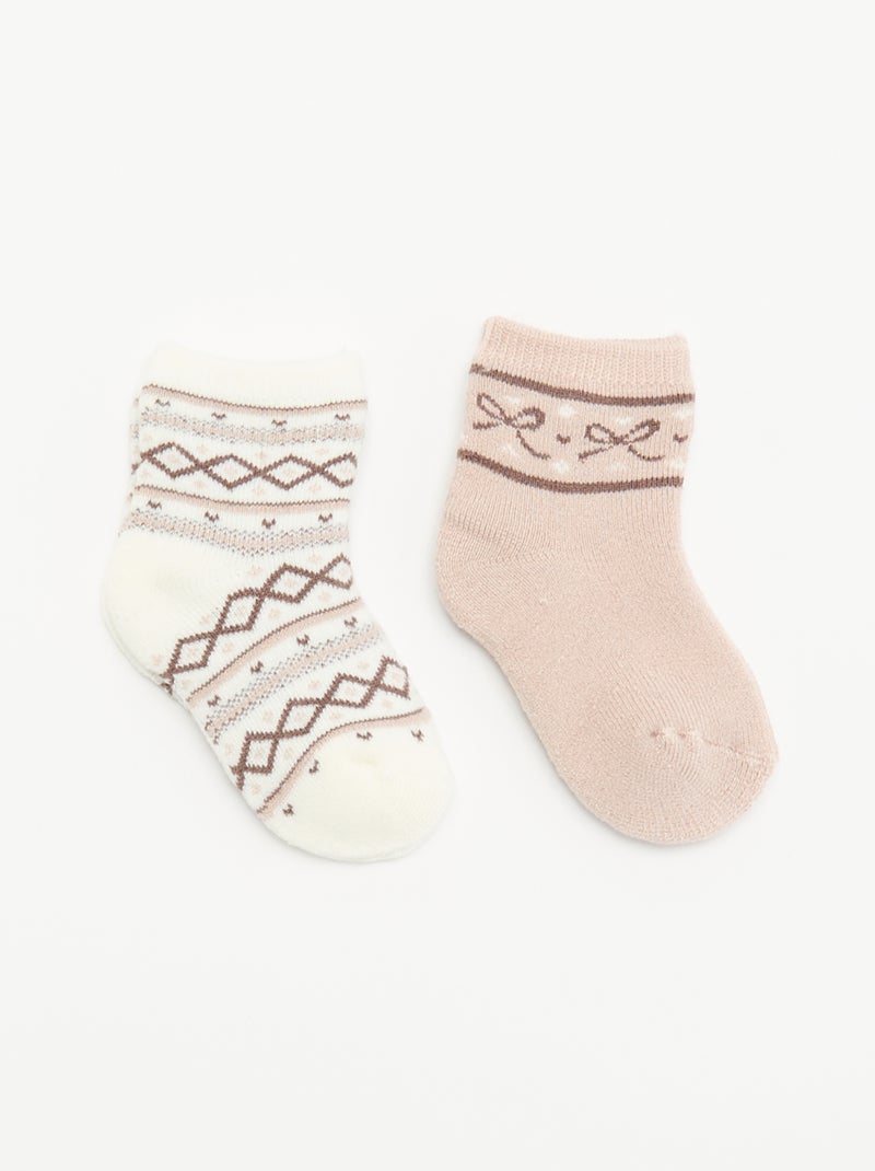 Lot de 2 paires de chaussettes doublées Blanc - Kiabi