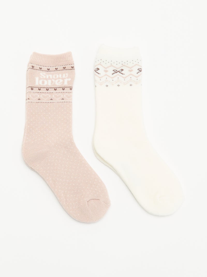 Lot de 2 paires de chaussettes doublées Blanc - Kiabi