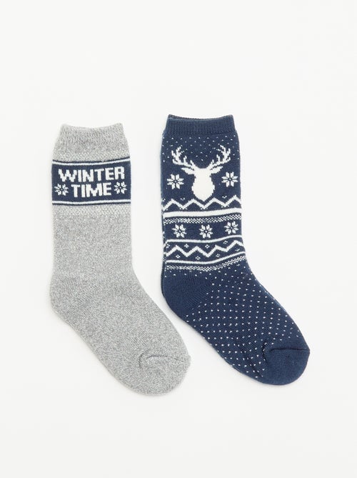 Lot de 2 paires de chaussettes doublées - Kiabi