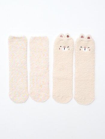 Lot de 2 paires de chaussettes doudou fantaisie