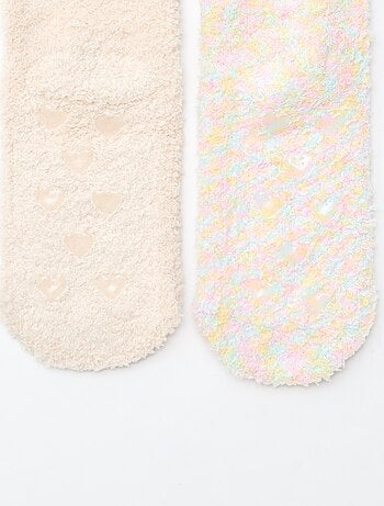 Lot de 2 paires de chaussettes doudou fantaisie
