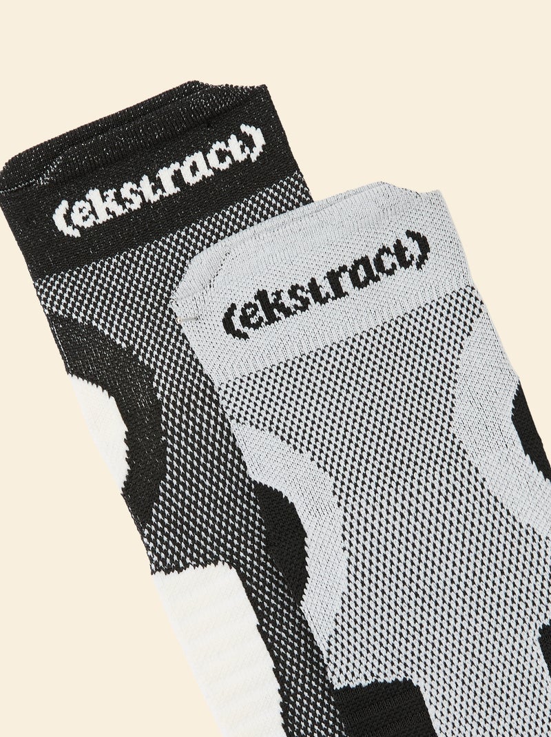 Lot de 2 paires de chaussettes (ekstract) compressives en coton Noir - Kiabi