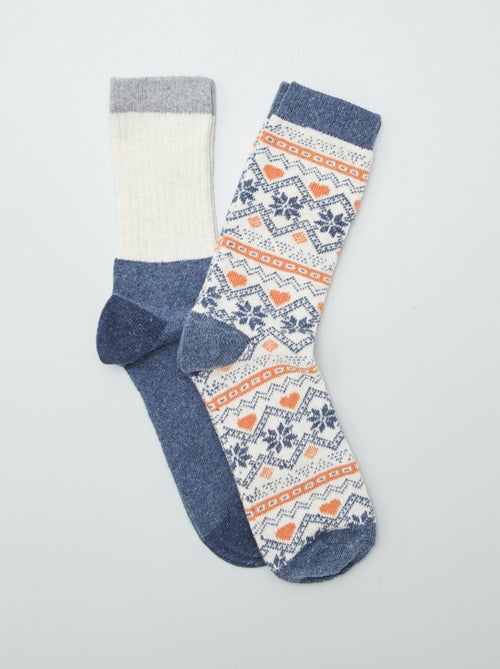 Lot de 2 paires de chaussettes en laine mélangée - Kiabi
