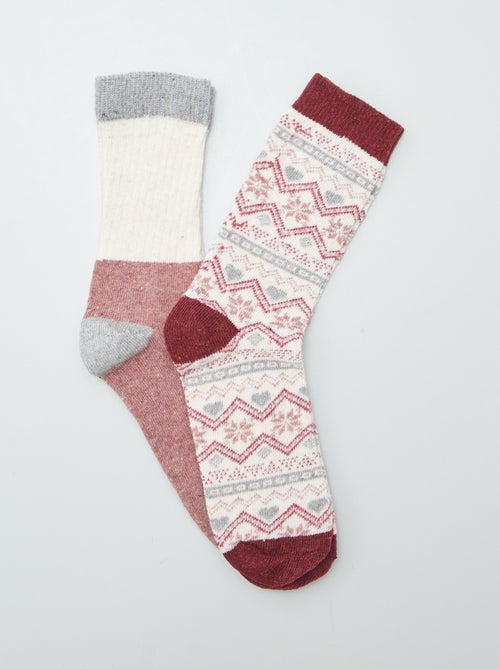 Lot de 2 paires de chaussettes en laine mélangée - Kiabi