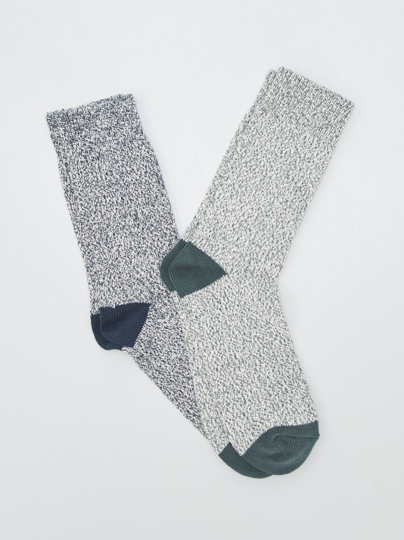 Lot de 2 paires de chaussettes en maille Bleu/vert - Kiabi