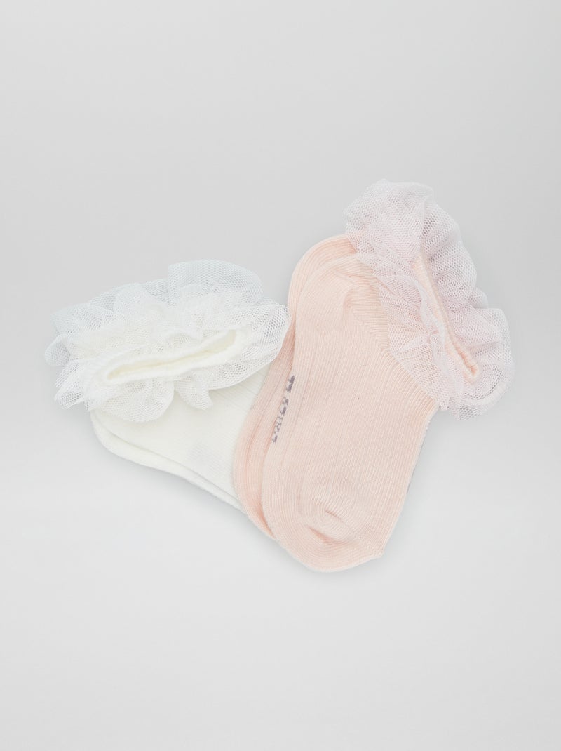 Lot de 2 paires de chaussettes en tulle Blanc - Kiabi