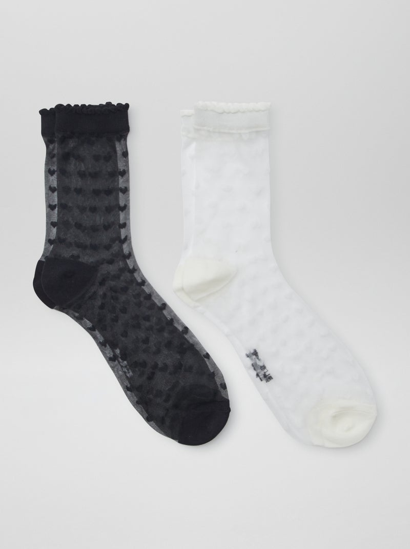 Lot de 2 paires de chaussettes en voile Noir/blanc - Kiabi