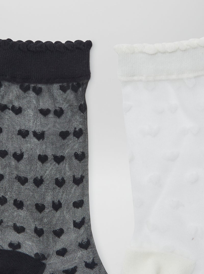 Lot de 2 paires de chaussettes en voile Noir/blanc - Kiabi