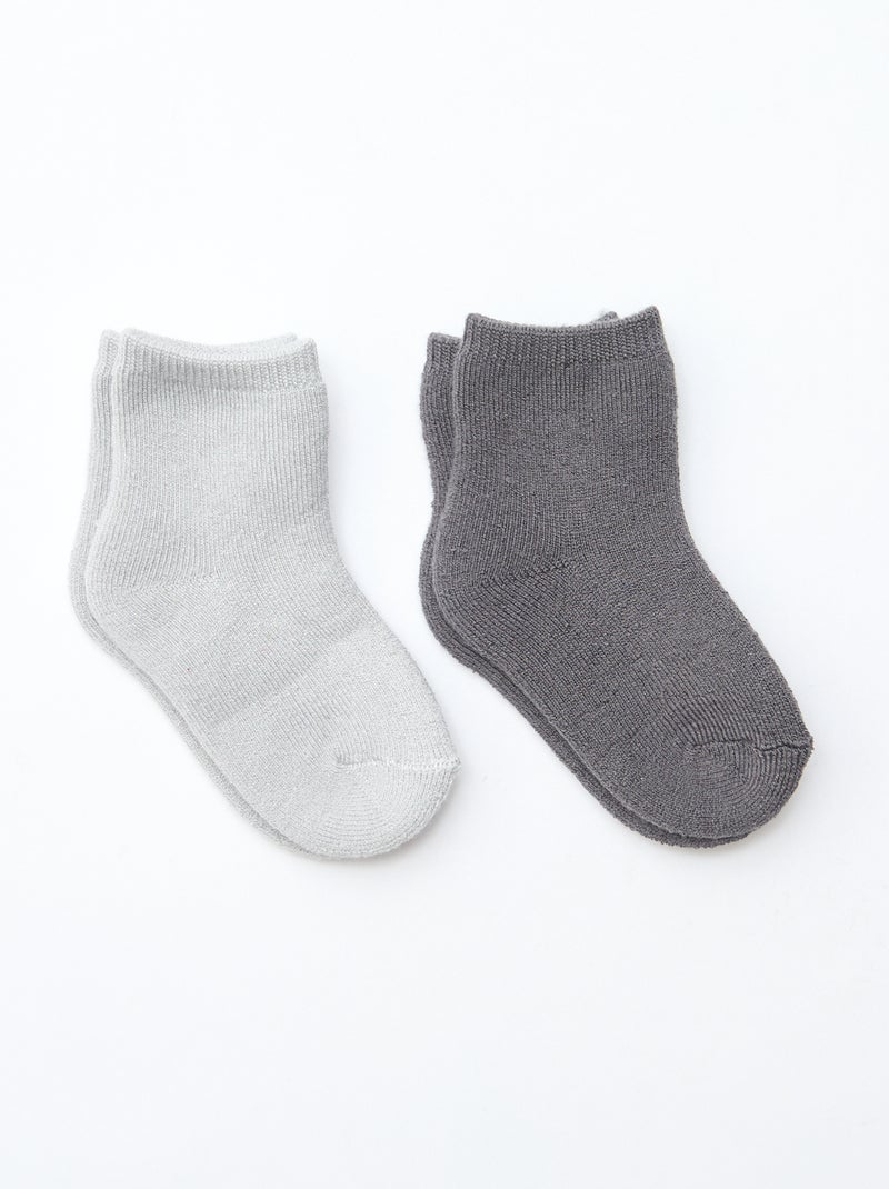 Lot de 2 paires de chaussettes fantaisie basse Gris - Kiabi