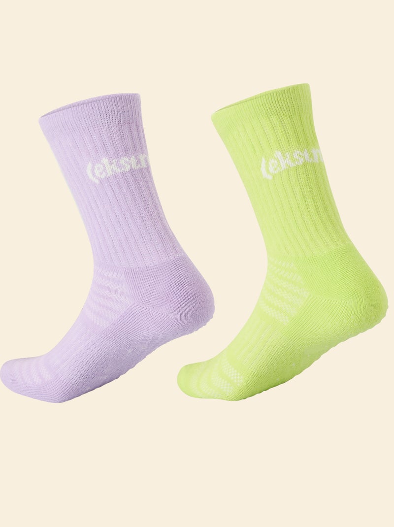Lot de 2 paires de chaussettes hautes anti-dérapantes - (ekstract) Violet - Kiabi