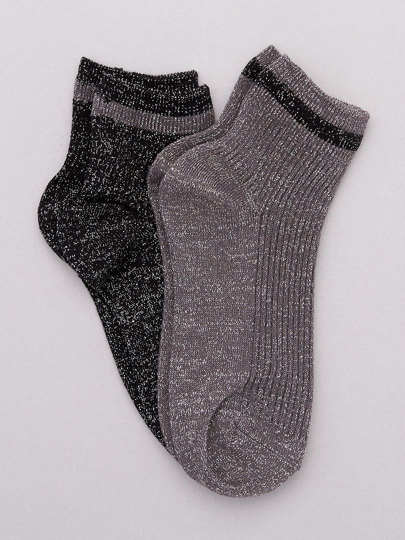 Lot de 2 paires de chaussettes lurex gris clair/gris foncé - Kiabi