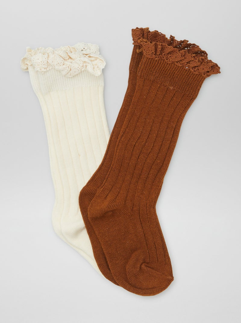 Lot de 2 paires de chaussettes Marron - Kiabi