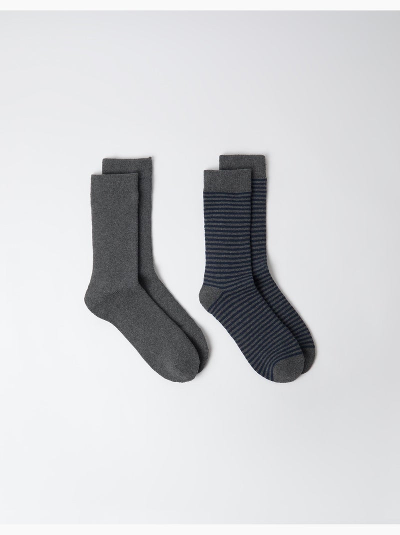 Lot de 2 paires de chaussettes, mo fashion Gris - Kiabi