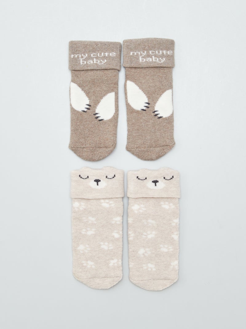 Lot de 2 paires de chaussettes naissance GRIS - Kiabi