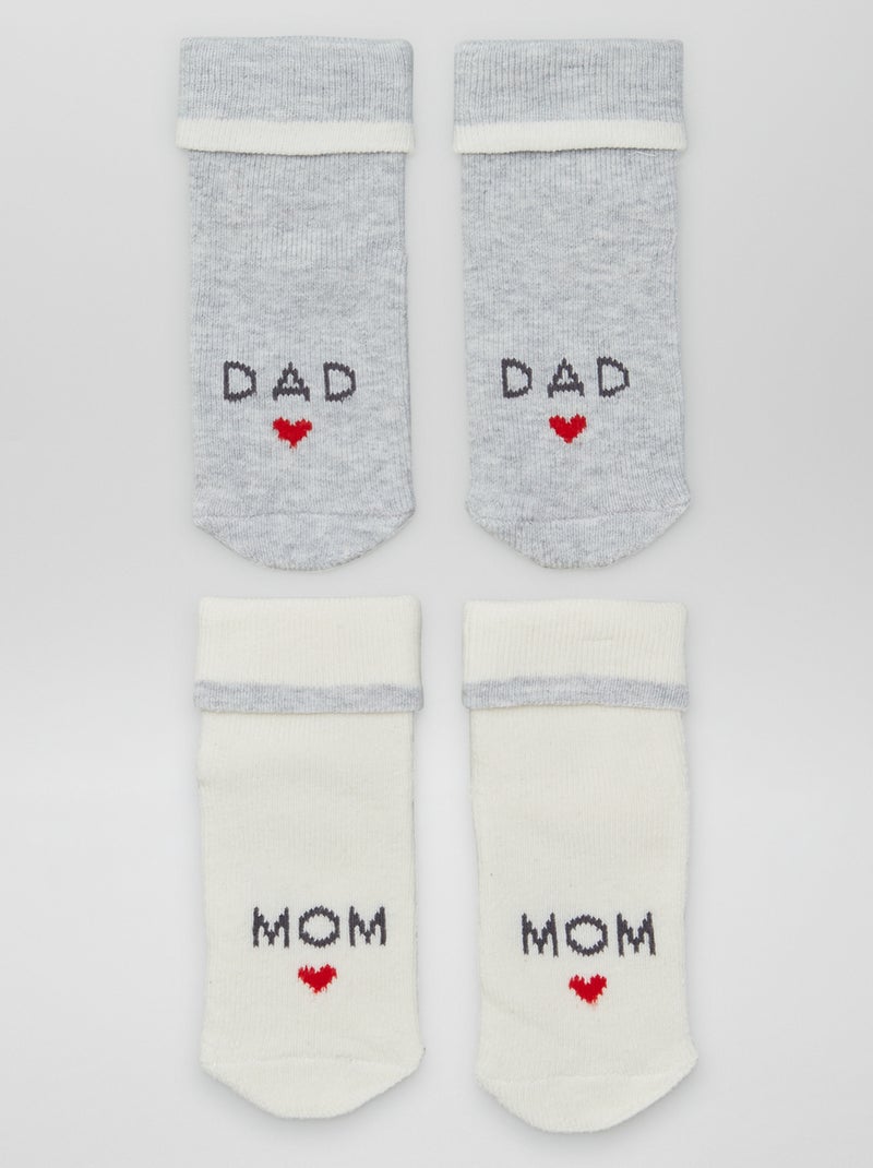 Lot de 2 paires de chaussettes naissances GRIS - Kiabi