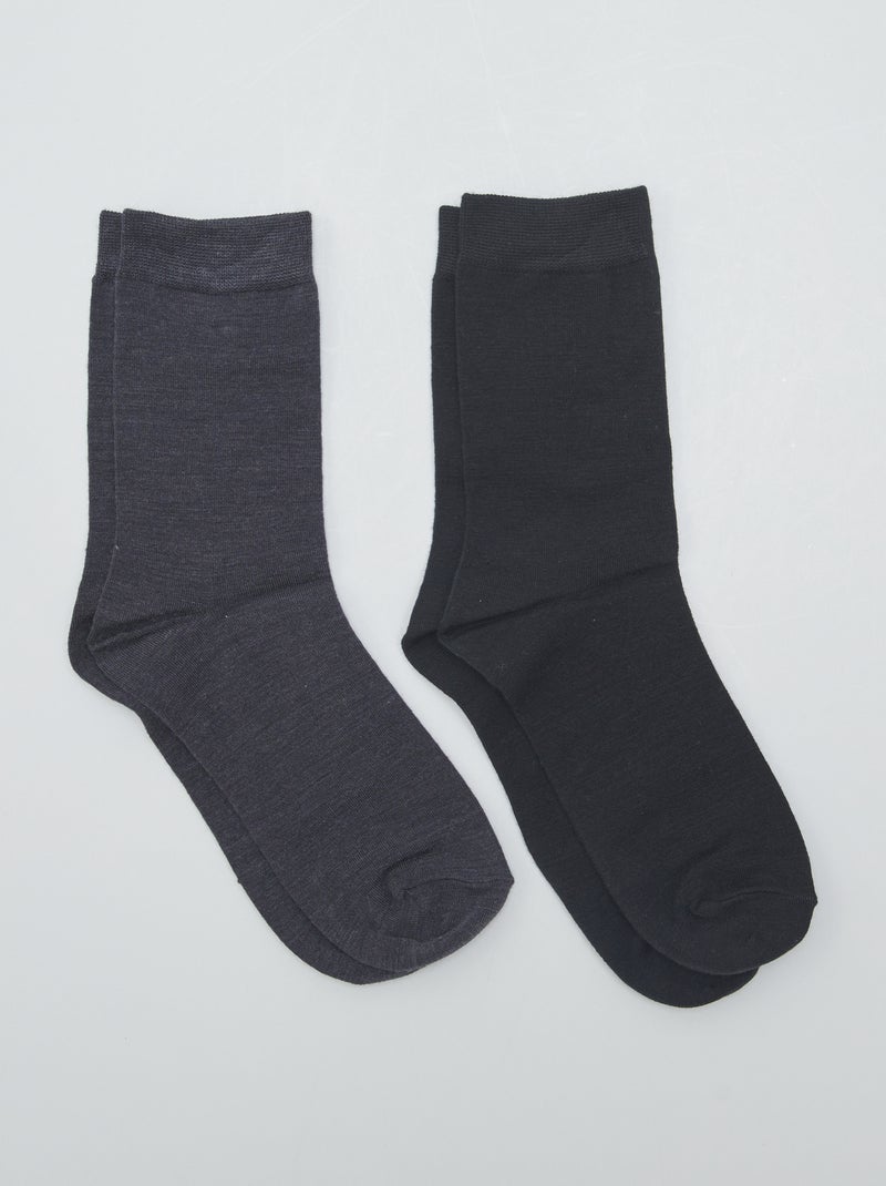 Lot de 2 paires de chaussettes noir - Kiabi