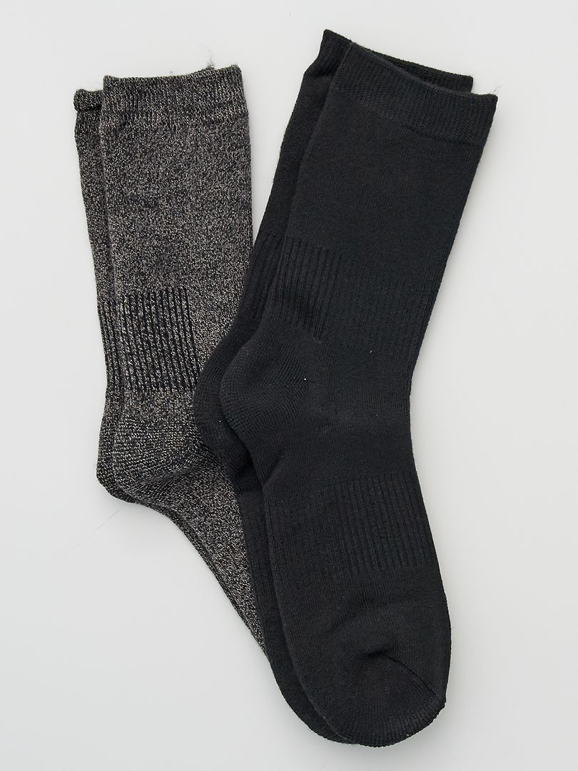 Lot de 2 paires de chaussettes noir/gris - Kiabi