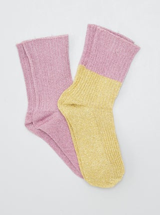 Lot de 2 paires de chaussettes pailletées