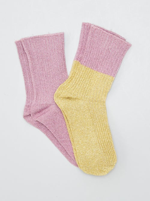 Lot de 2 paires de chaussettes pailletées - Kiabi