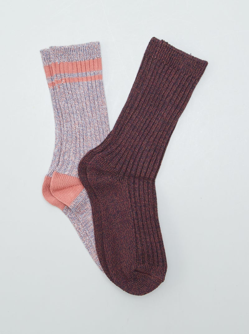 Lot de 2 paires de chaussettes Rose - Kiabi