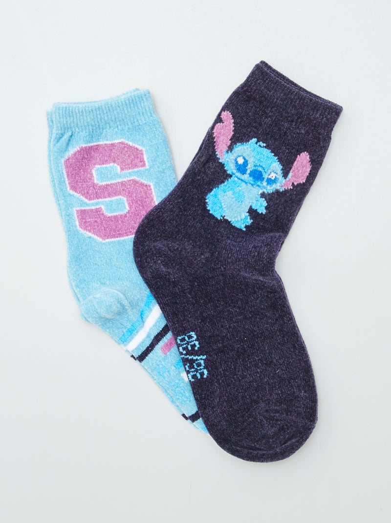 Lot de 2 paires de Chaussettes 'Stitch' et 'Disney' Bleu - Kiabi