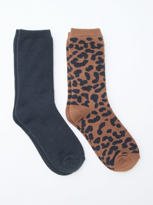 Lot de 2 paires de chaussettes unies - Kiabi