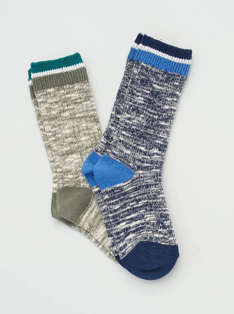 Lot de 2 paires de chaussettes Vert - Kiabi