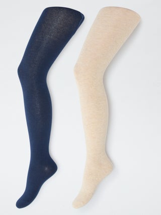 Lot de 2 paires de collants chauds unis