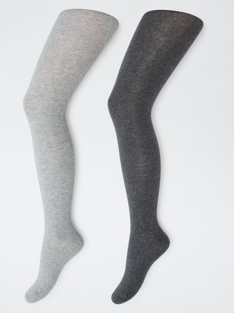 Lot de 2 paires de collants chauds unis Gris - Kiabi