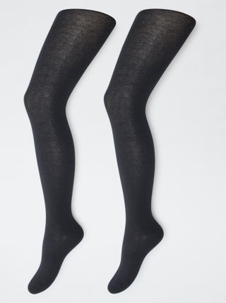Lot de 2 paires de collants chauds unis