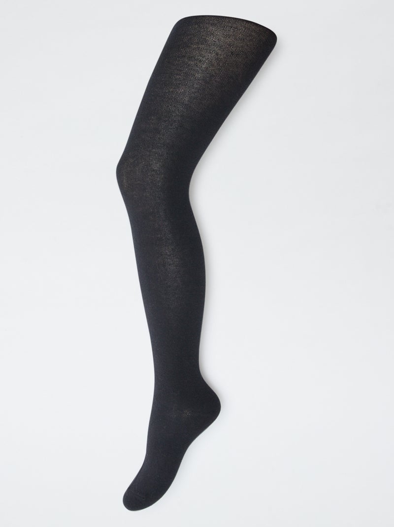 Lot de 2 paires de collants chauds unis Noir - Kiabi