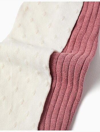 Lot de 2 paires de collants côtelés/jacquard