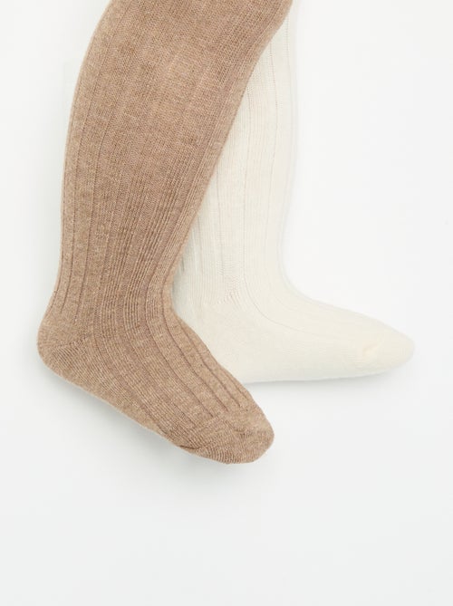 Lot de 2 paires de collants en maille côtelée - Kiabi