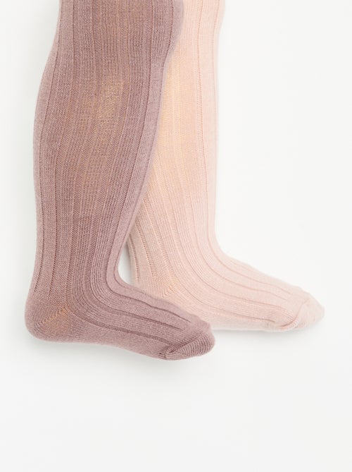 Lot de 2 paires de collants en maille côtelée - Kiabi