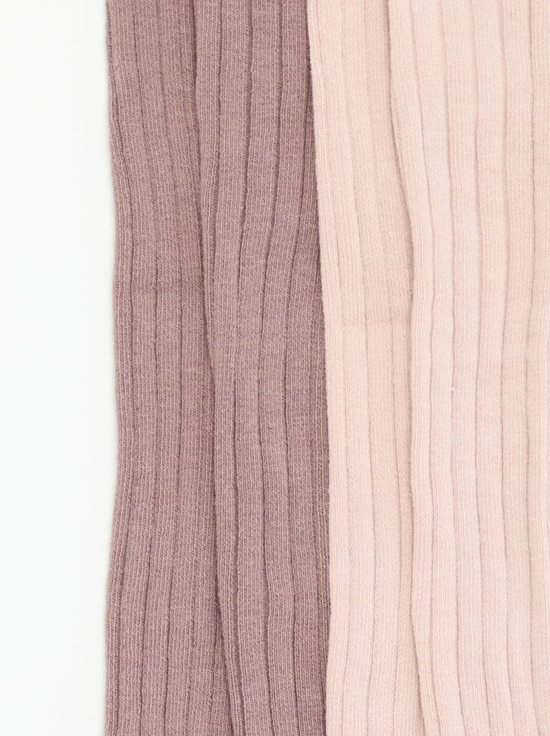 Lot de 2 paires de collants en maille côtelée Rose - Kiabi