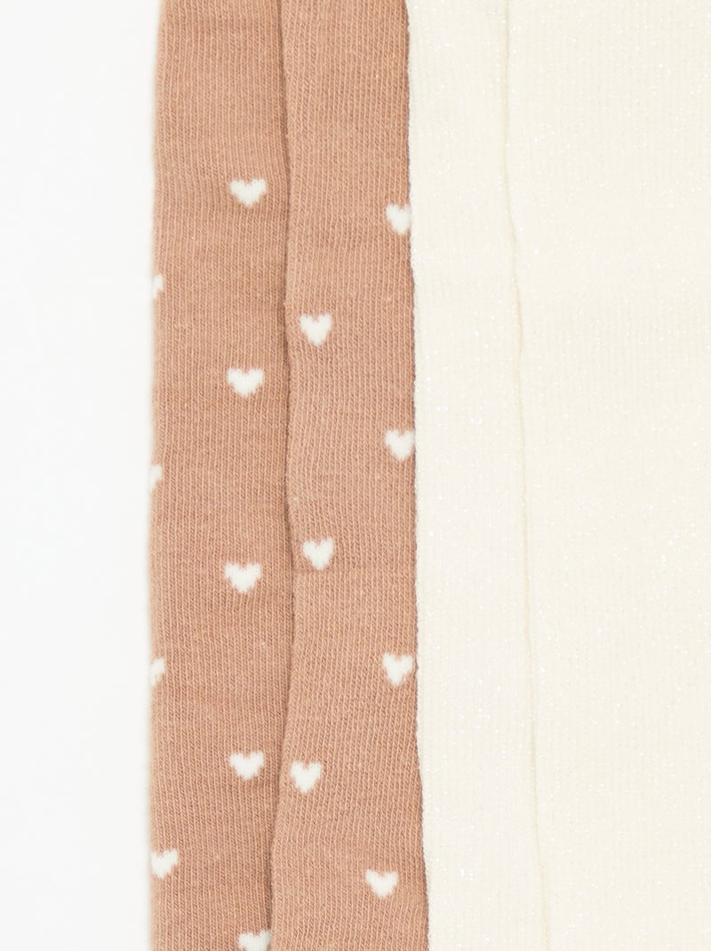 Lot de 2 paires de collants fantaisie Beige - Kiabi
