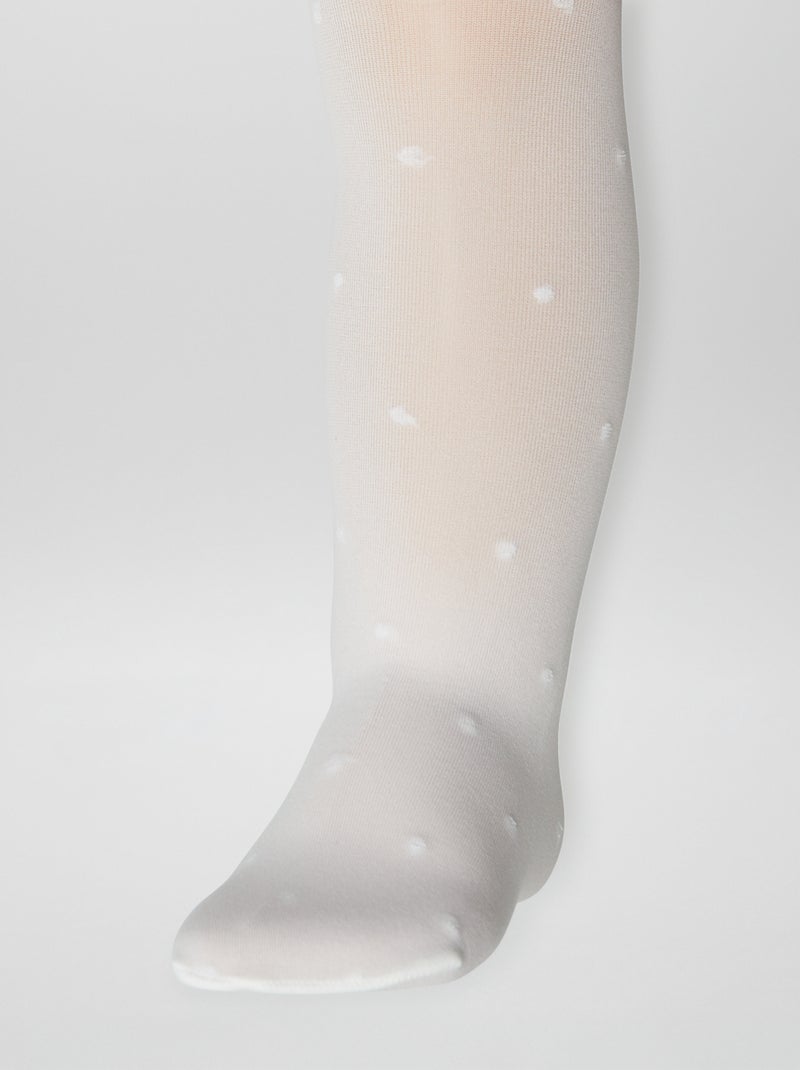 Lot de 2 paires de collants légers fantaisie BLANC - Kiabi