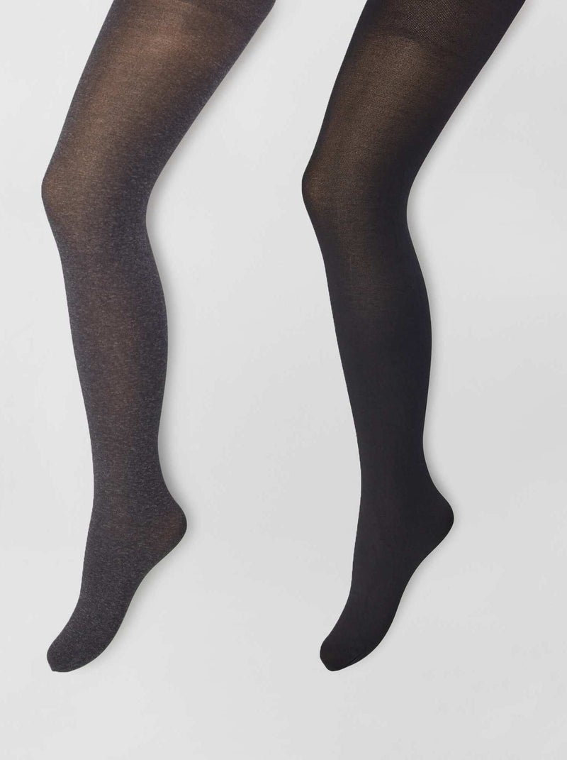 Lot de 2 paires de collants légers opaques noir/gris - Kiabi