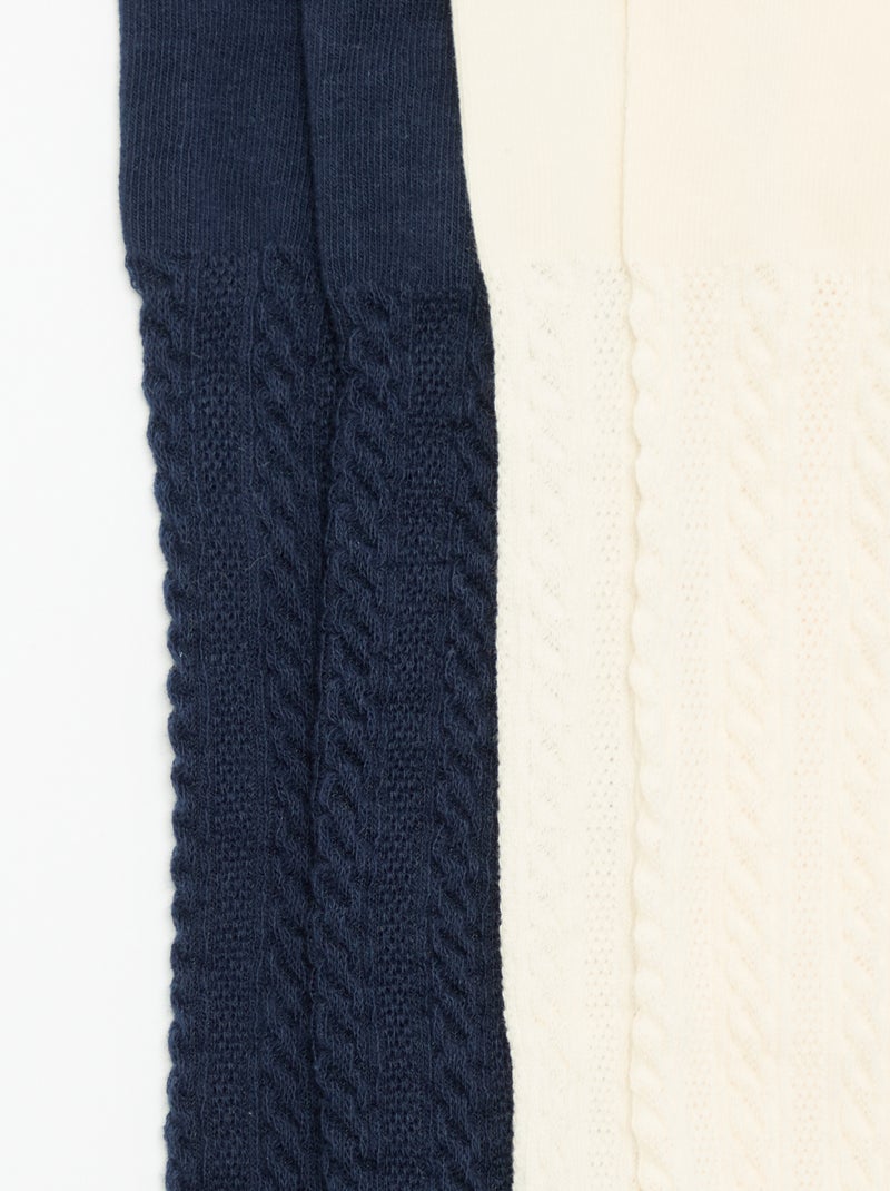 Lot de 2 paires de collants maille fantaisie Bleu - Kiabi