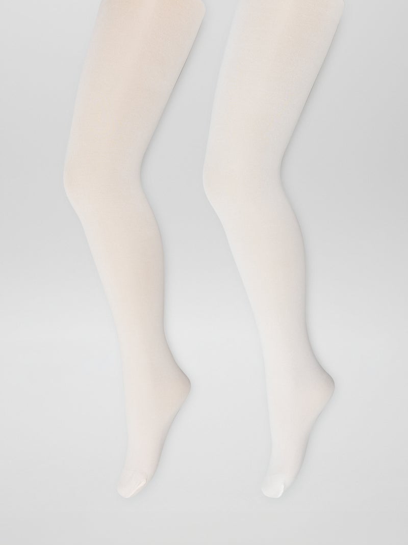 Lot de 2 paires de collants unis Rose/blanc - Kiabi