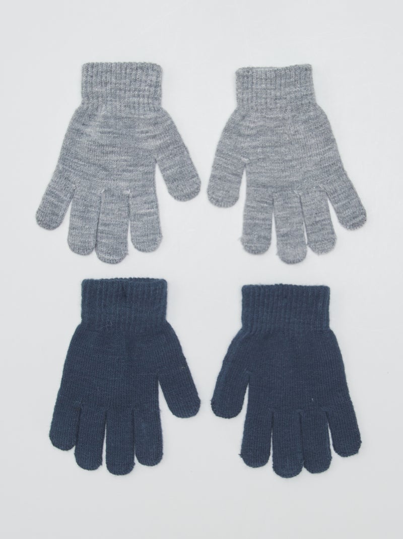 Lot de 2 paires de gants en maille Bleu/gris - Kiabi
